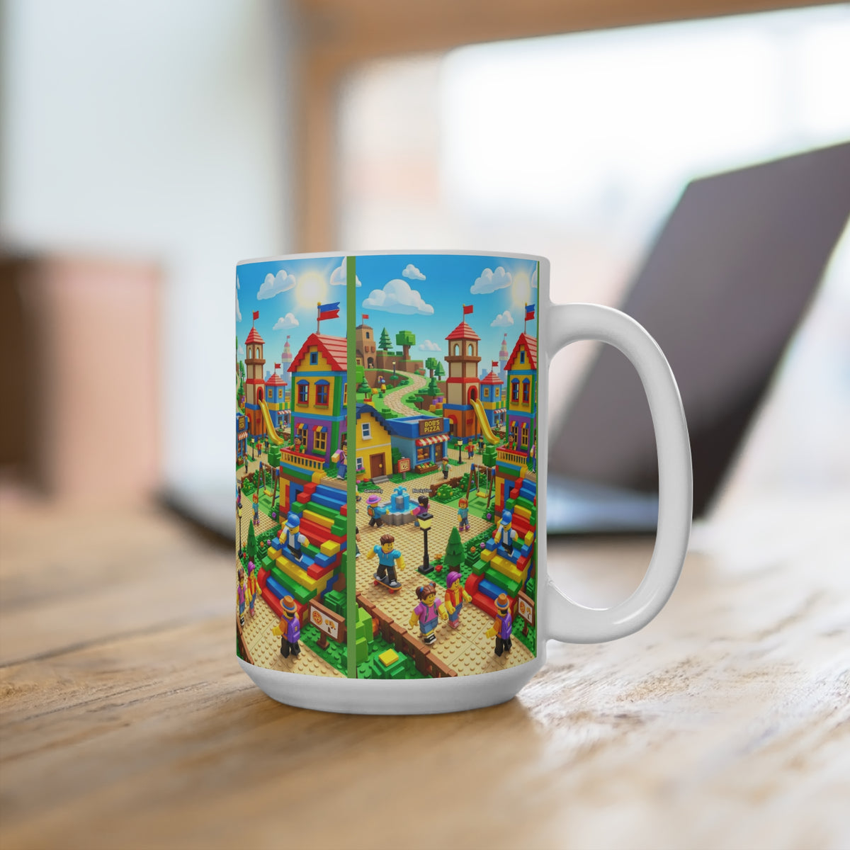 Roblox 15oz Toy City Mug — Colorful Building Block LEGO-Style Scene Coffee Cup