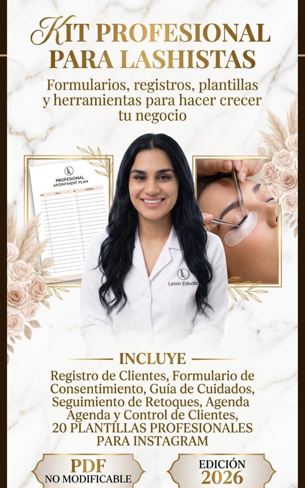 Kit Profesional para Lashistas 2026 – Formularios, Agenda y 20 Plantillas para Instagram