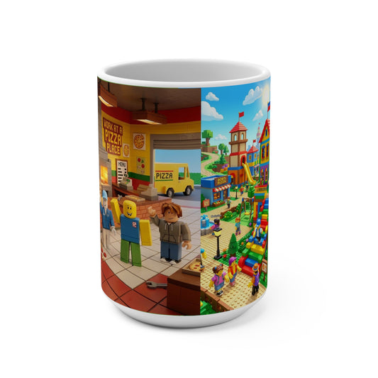 Roblox 15oz Toy City Mug — Colorful Building Block LEGO-Style Scene Coffee Cup